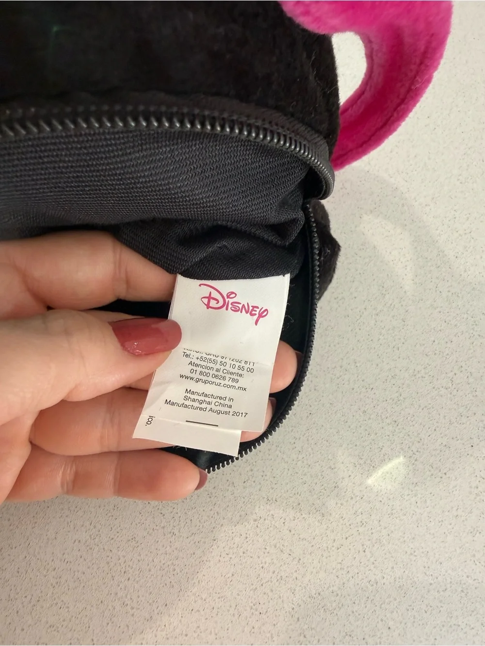 Disney Minnie Mouse Plush Crossbody Bag in Pink and Black